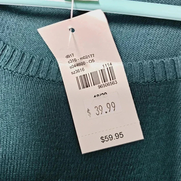 Lane Bryant NWT teal scoop neck sweater with lace hem 18/20 - Picture 8 of 10